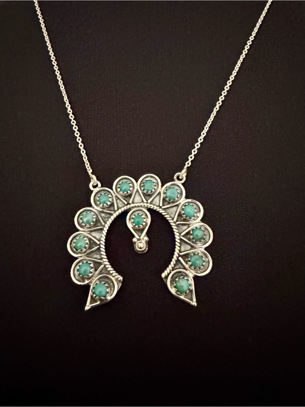 Kingman
Turquoise 925 squash, blossom inspired Necklace - Picture 2 of 6